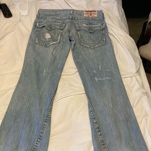 True religion jeans Joey 32/33 cut 10inch wide. Left leg has a slight stain.